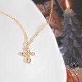  Dây chuyền mặt thánh giá nam nữ bạc mạ vàng 18k đính kim cương nhân tạo Gix 