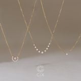  Dây chuyền vàng sợi mảnh 18k chữ cong vuông đính kim cương kiểu mới Gix Jewel 