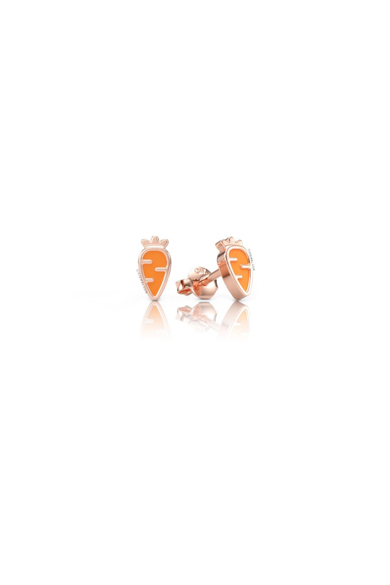  Khuyên tai cho bé vàng tây bạc ý 925 hình củ cà rốt cute Gix Jewel 