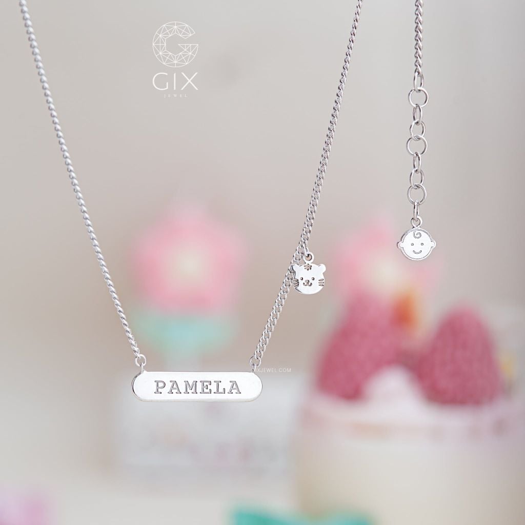  Dây chuyền bạc cho bé trai bé gái khắc tên mạ vàng 18k charm con giáp Gix Jewel 