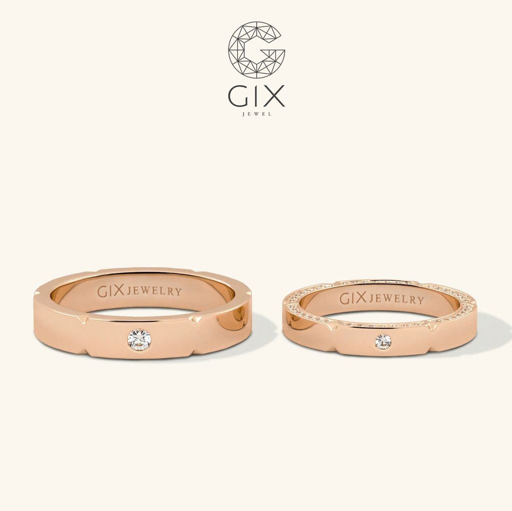 Nhẫn cưới vàng 610 đính kim cương đơn giản Gix - GCR25050068