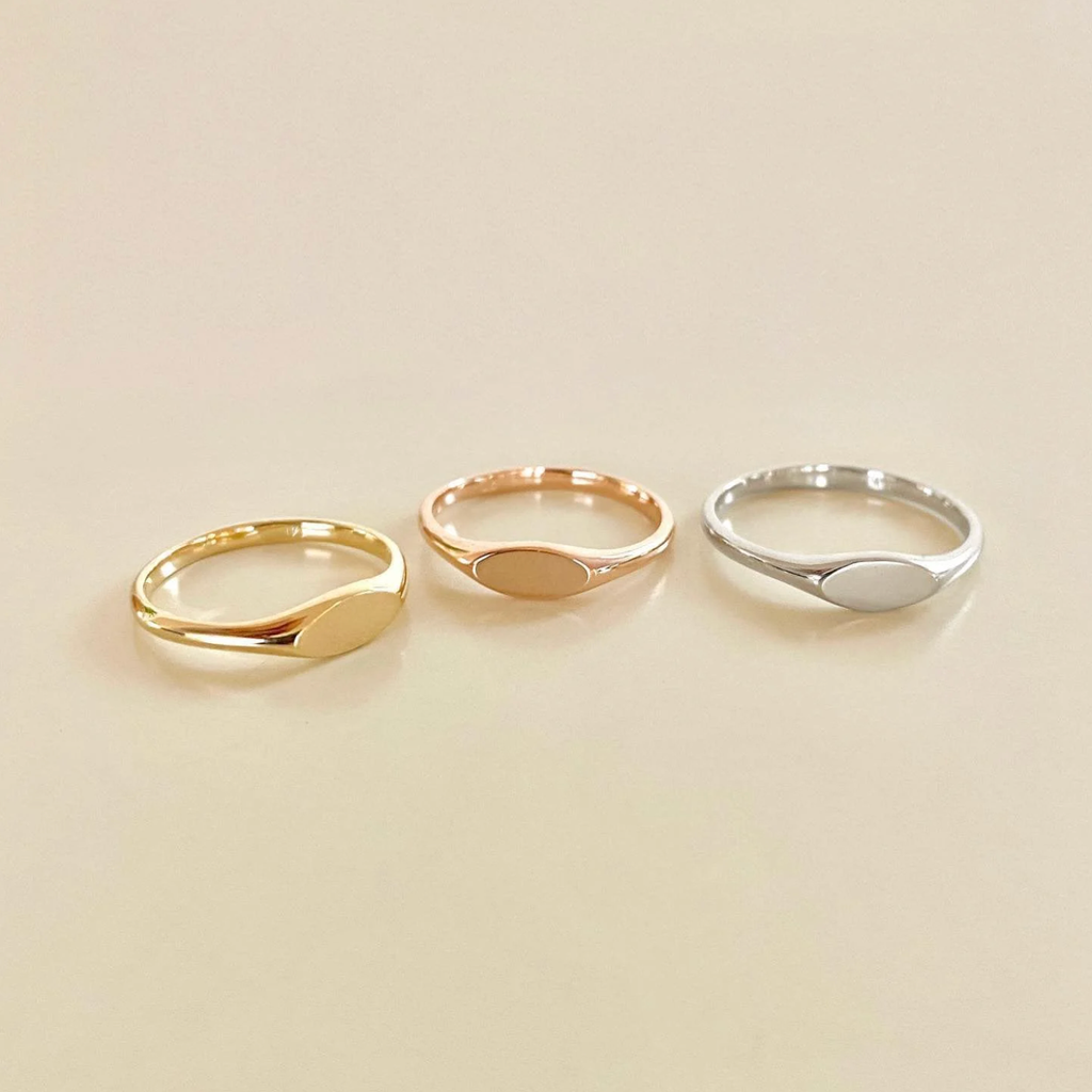  Nhẫn signet ring nữ bạc ta Gix Jewel mạ vàng đẹp khắc chữ 