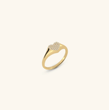  Nhẫn signet ring nữ bạc s925 đính kim cương nhân tạo hình trái tim Gix Jewel 