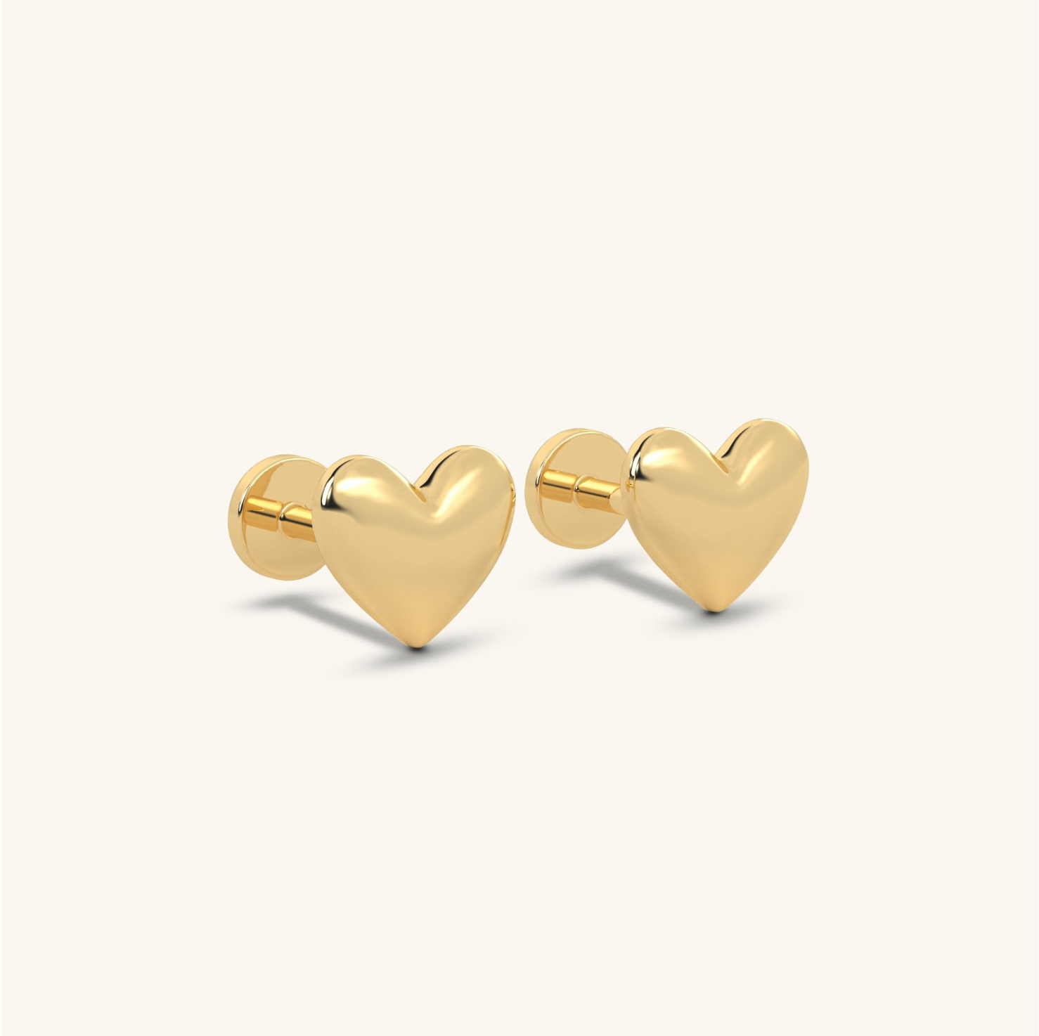  Khuyên tai bạc nữ vàng 18k hình trái tim 7mm cá tính ôm sát tai Gix Jewel 