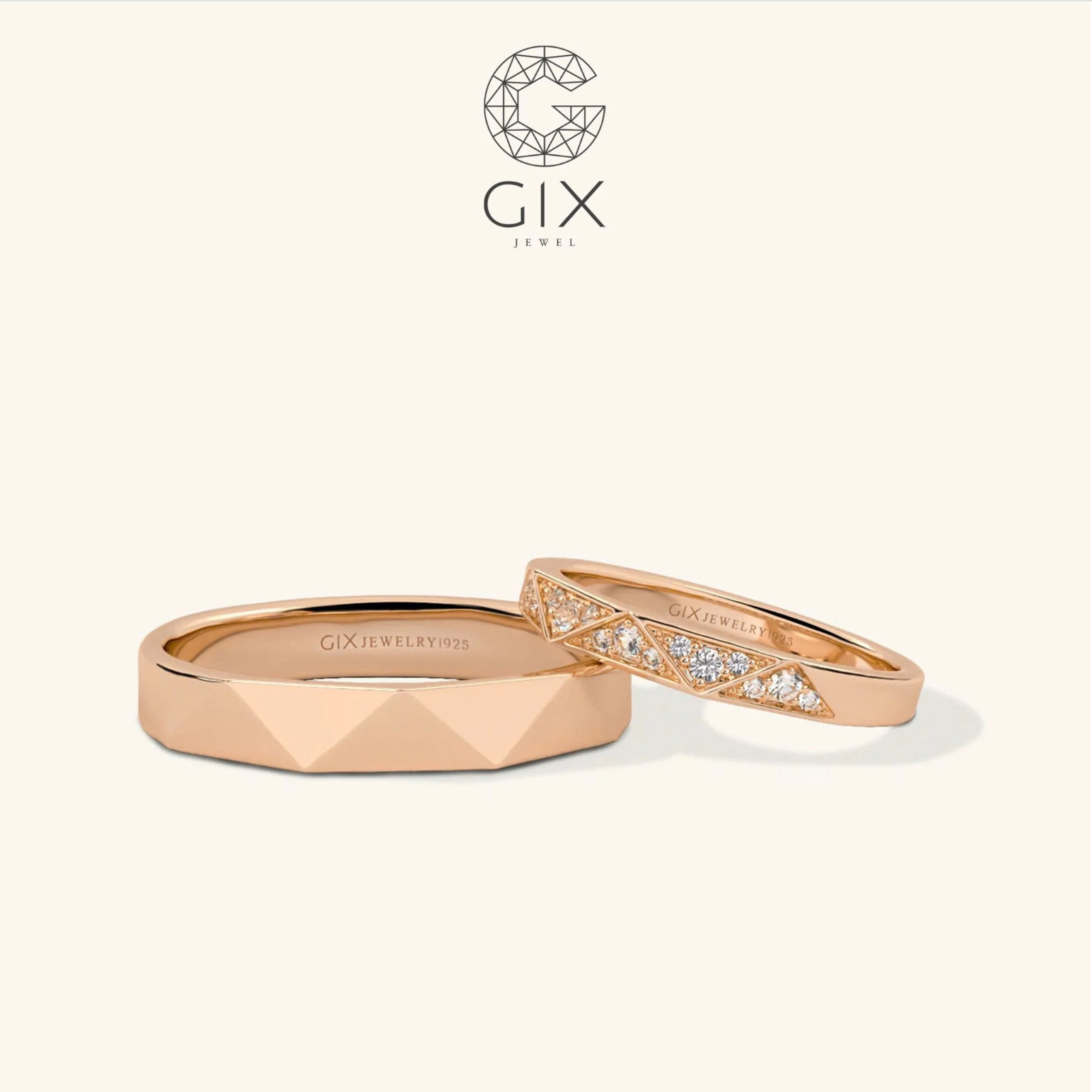  Nhẫn cưới vàng 14k đính full kim cương tấm Gix Jewel - GCR25050103 