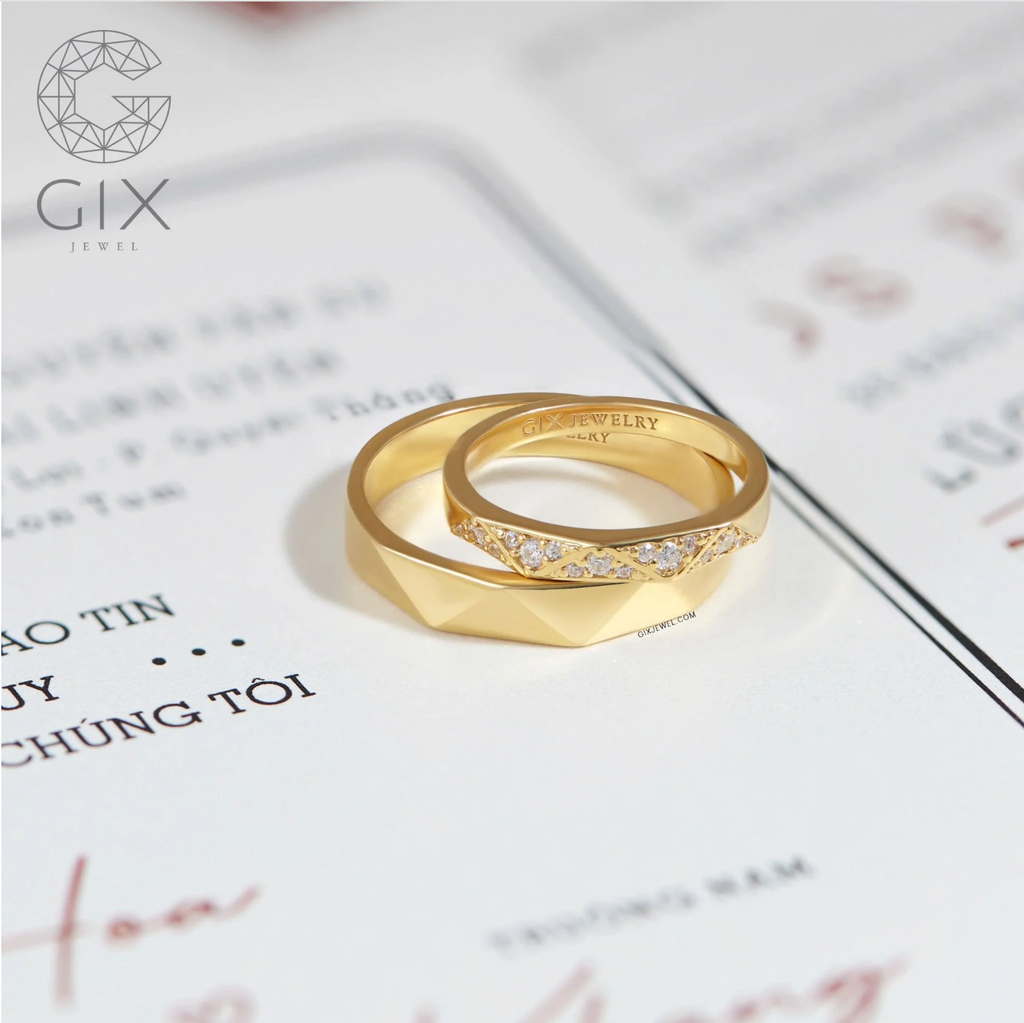  Nhẫn cưới vàng 14k đính full kim cương tấm Gix Jewel - GCR25050103 
