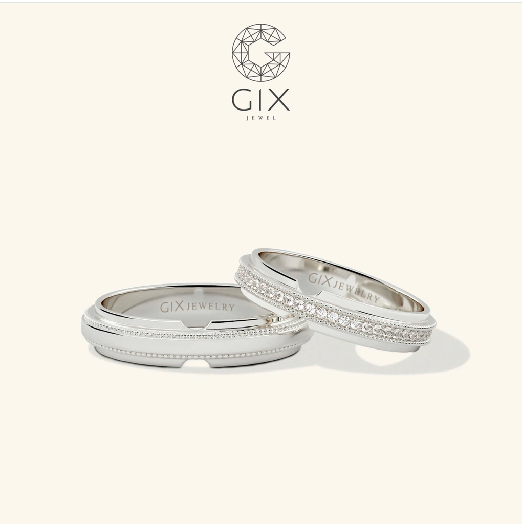 Nhẫn cưới vàng tây 610 dáng vô cực đính kim cương Gix Jewelry - GCR25050064