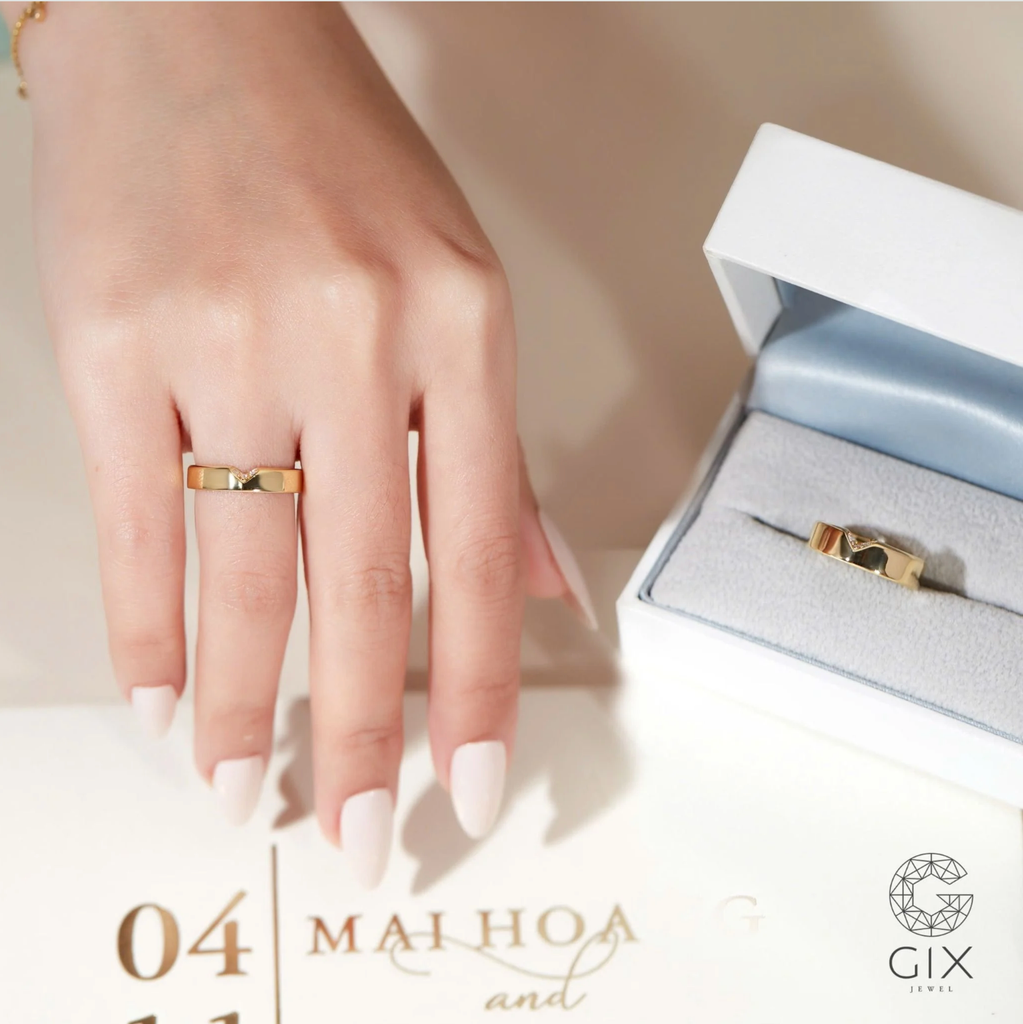  Nhẫn cưới trái tim vàng 14k đính đá cao cấp Gix Jewel - GCR25050087 