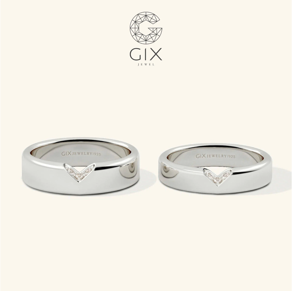  Nhẫn cưới trái tim vàng 14k đính đá cao cấp Gix Jewel - GCR25050087 