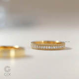  Nhẫn cưới vàng 10k đính kim cương tấm đẹp khắc chữ Gix Jewel - GCR25050097 