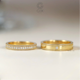  Nhẫn cưới vàng 610 đính kim cương tấm Gix Jewel - GCR25050097 