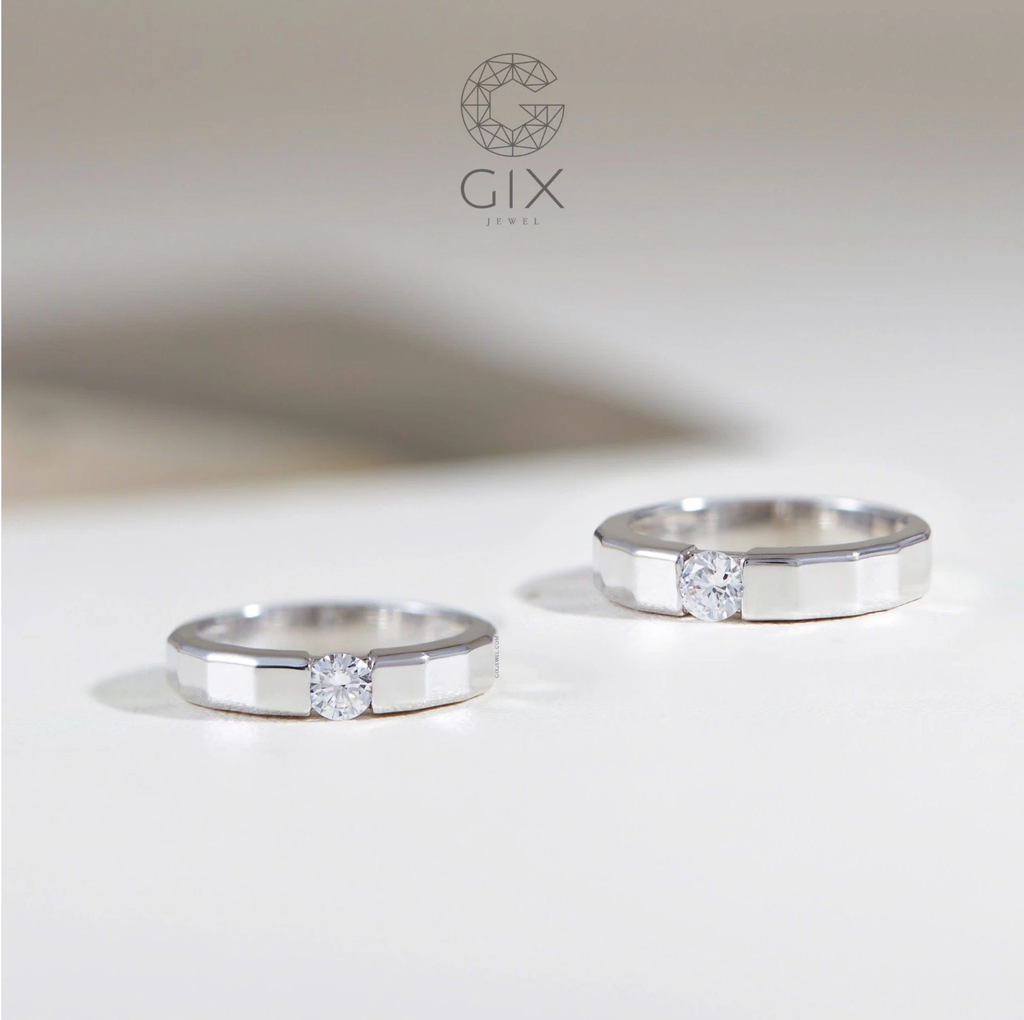 Nhẫn cưới nam nữ vàng 14k đính kim cương luxury Gix Jewel - GCR25050119