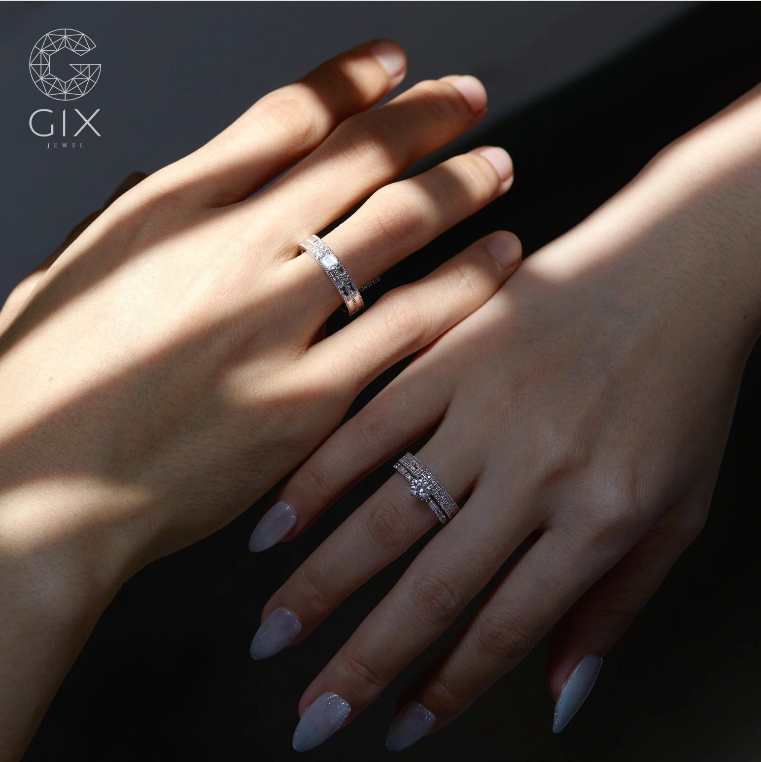  Nhẫn Cưới Vàng 18K Kim Cương Cao Cấp Kiểu Mới Gix Jewel - GCR25050123 