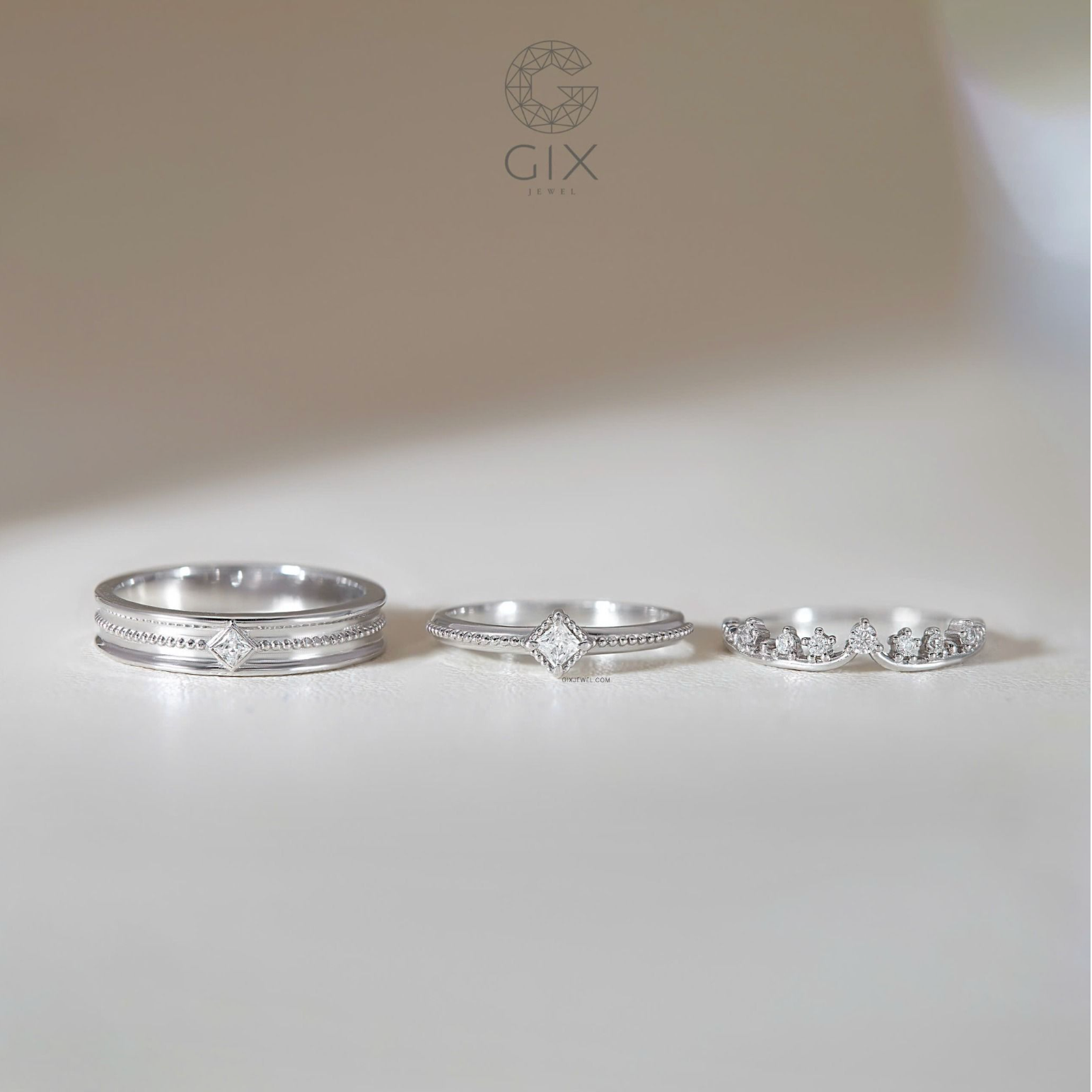  Nhẫn Cưới Vàng 14K Đẹp Đính Kim Cương Gix Jewel - GCR25050113 