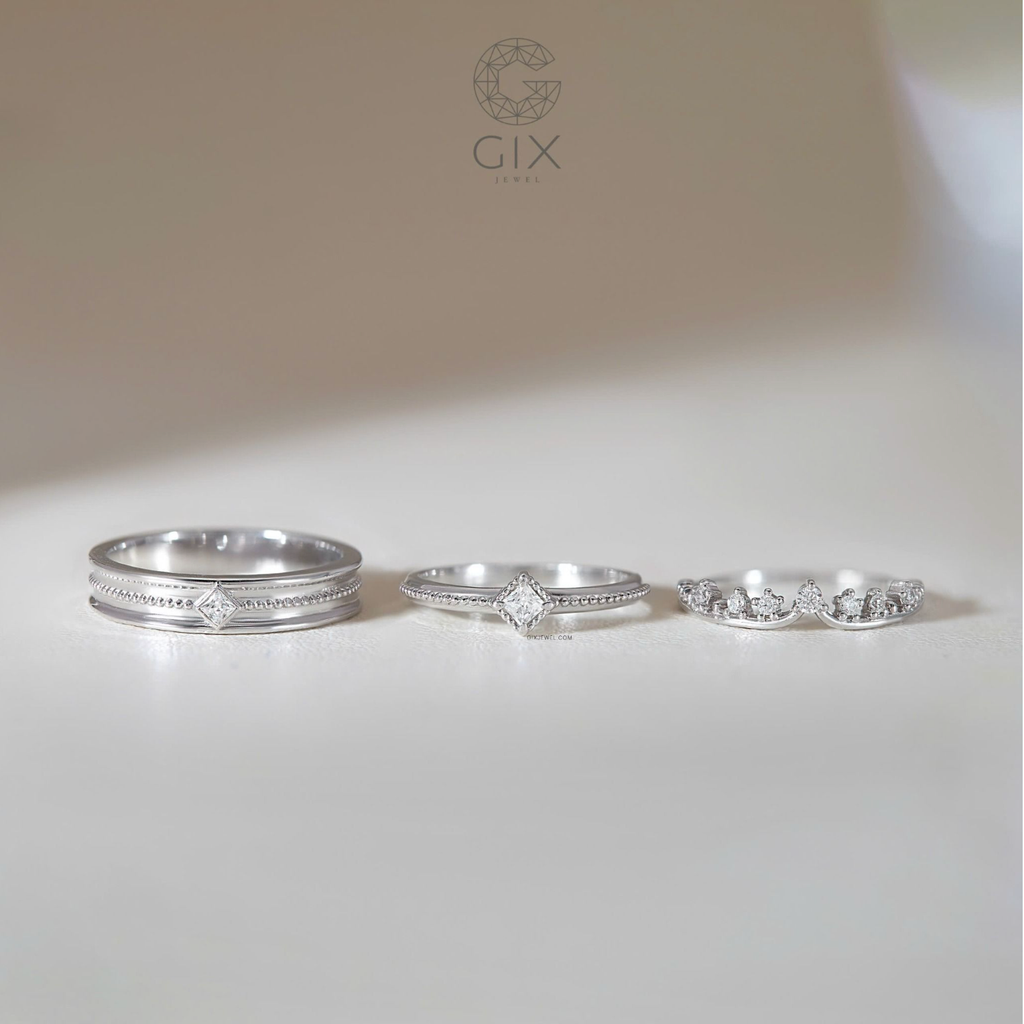  Nhẫn Cưới Vàng 10K Đẹp Đính Kim Cương Gix Jewel - GCR25050113 