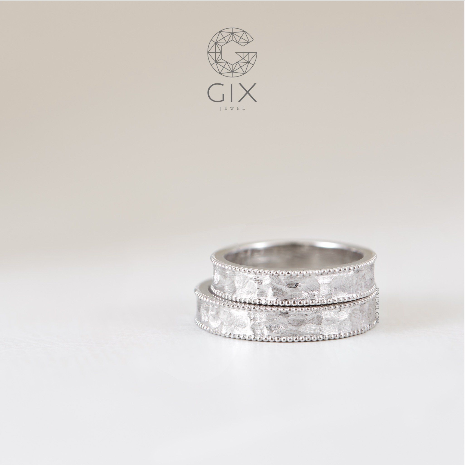  Nhẫn Cưới Vàng 14k Vát Nhám Đẹp Lạ Gix Jewel - GCR25050133 