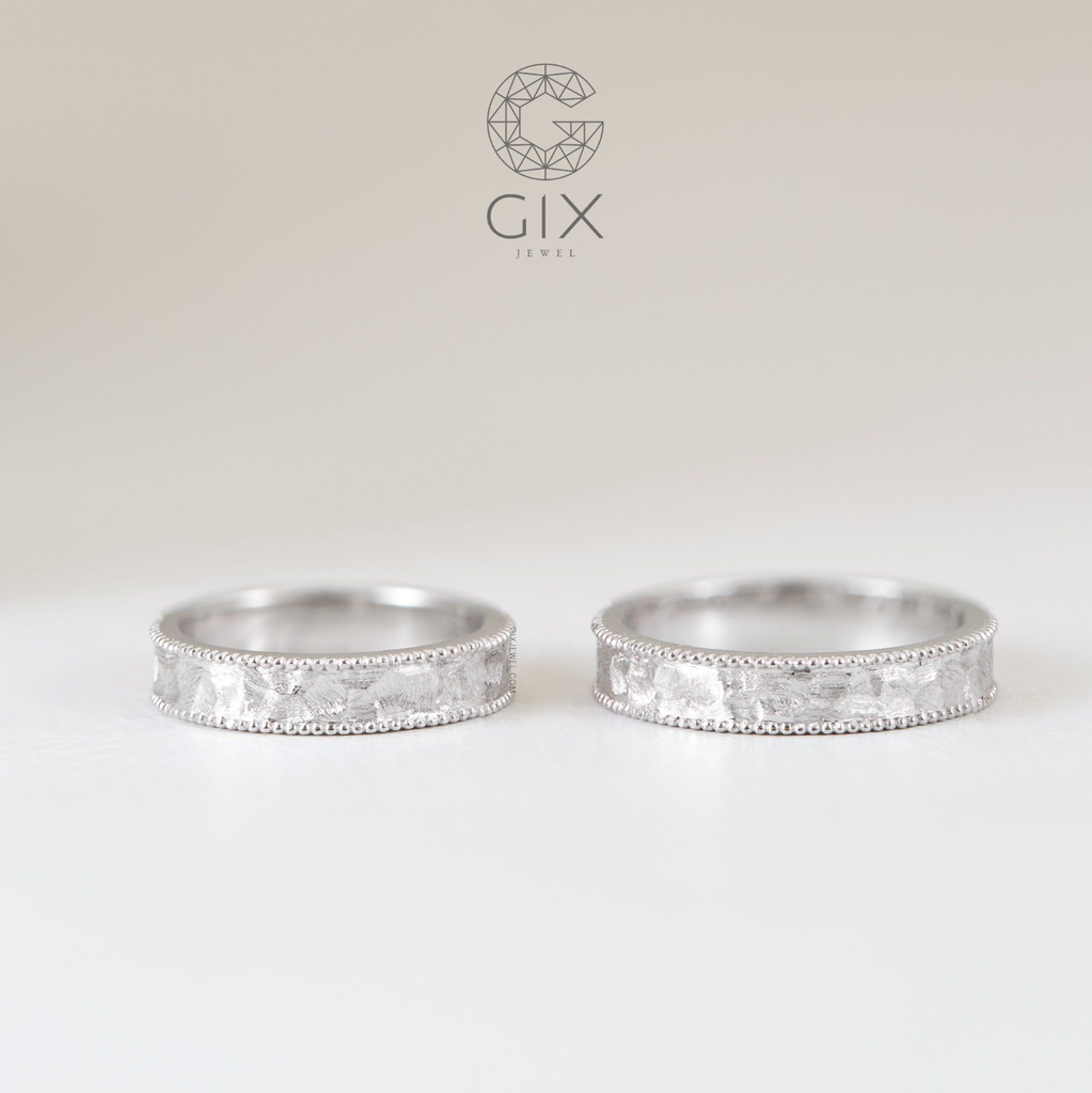 Nhẫn Cưới Vàng 14k Vát Nhám Đẹp Lạ Gix Jewel - GCR25050133