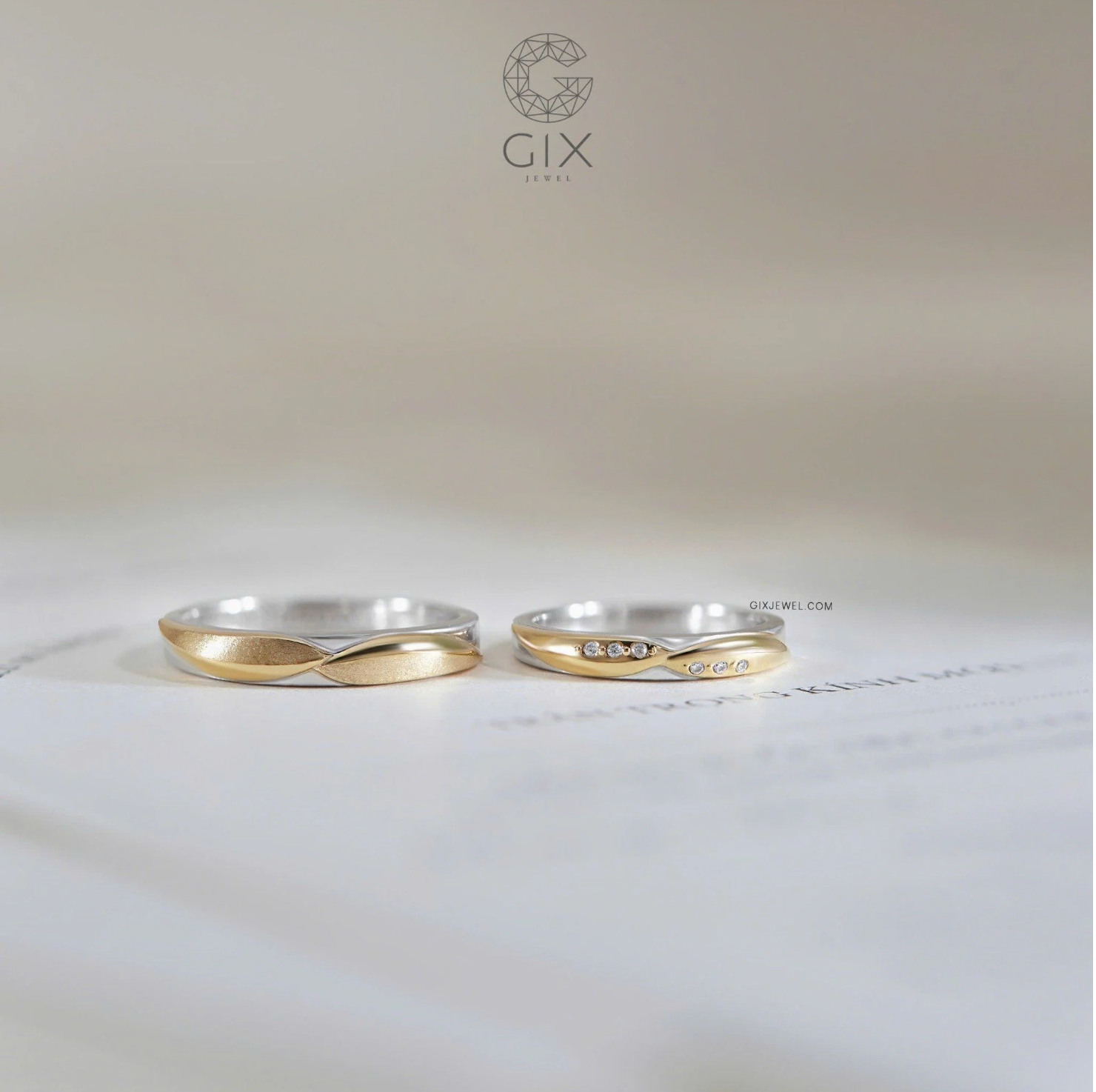  Nhẫn Cưới Vàng 18k Hai Màu Gix Jewel - GCR25050138 
