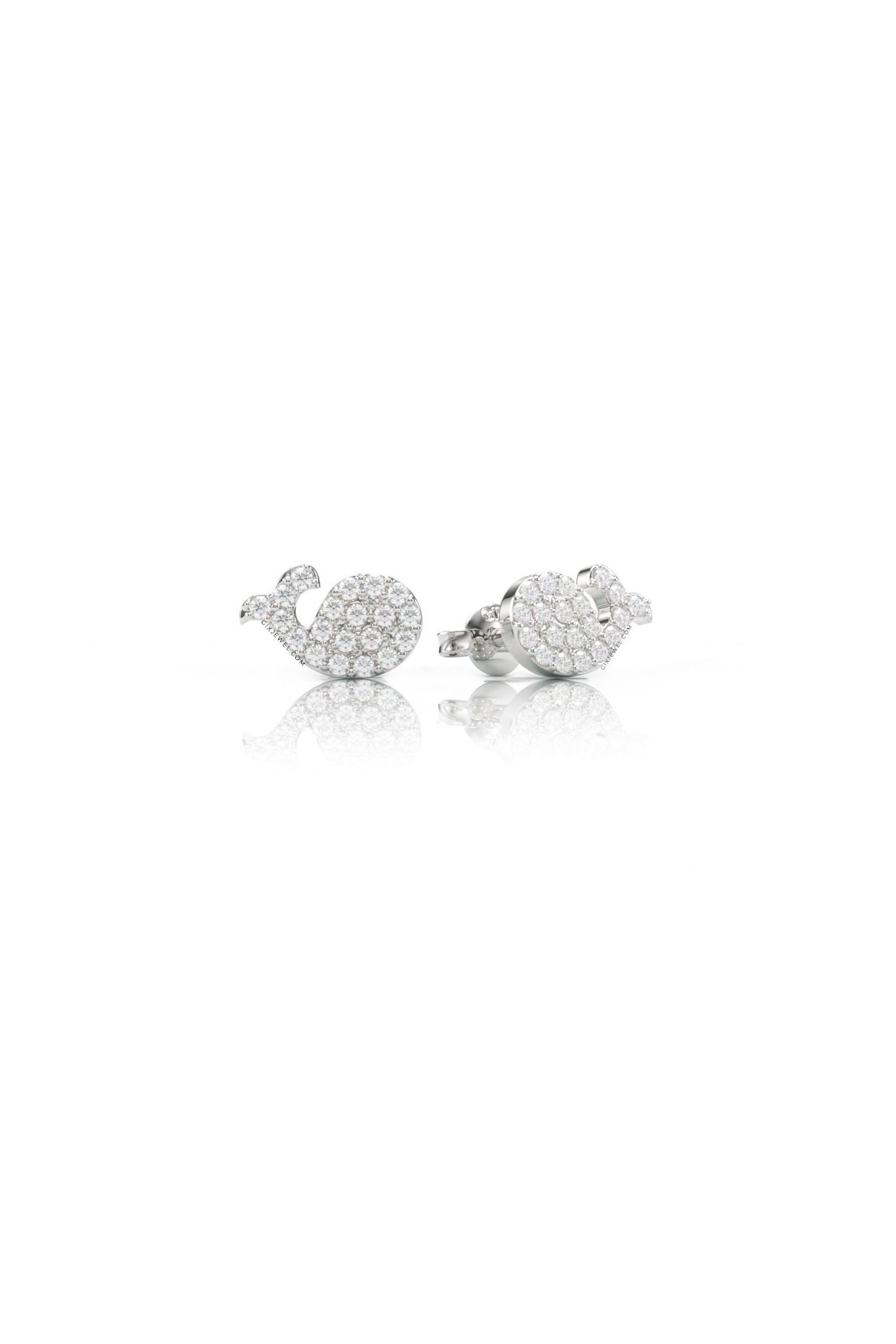  Bông tai trẻ em bạc 925 mạ vàng 18k hình cá heo cute đính đá cao cấp Gix Jewelry 