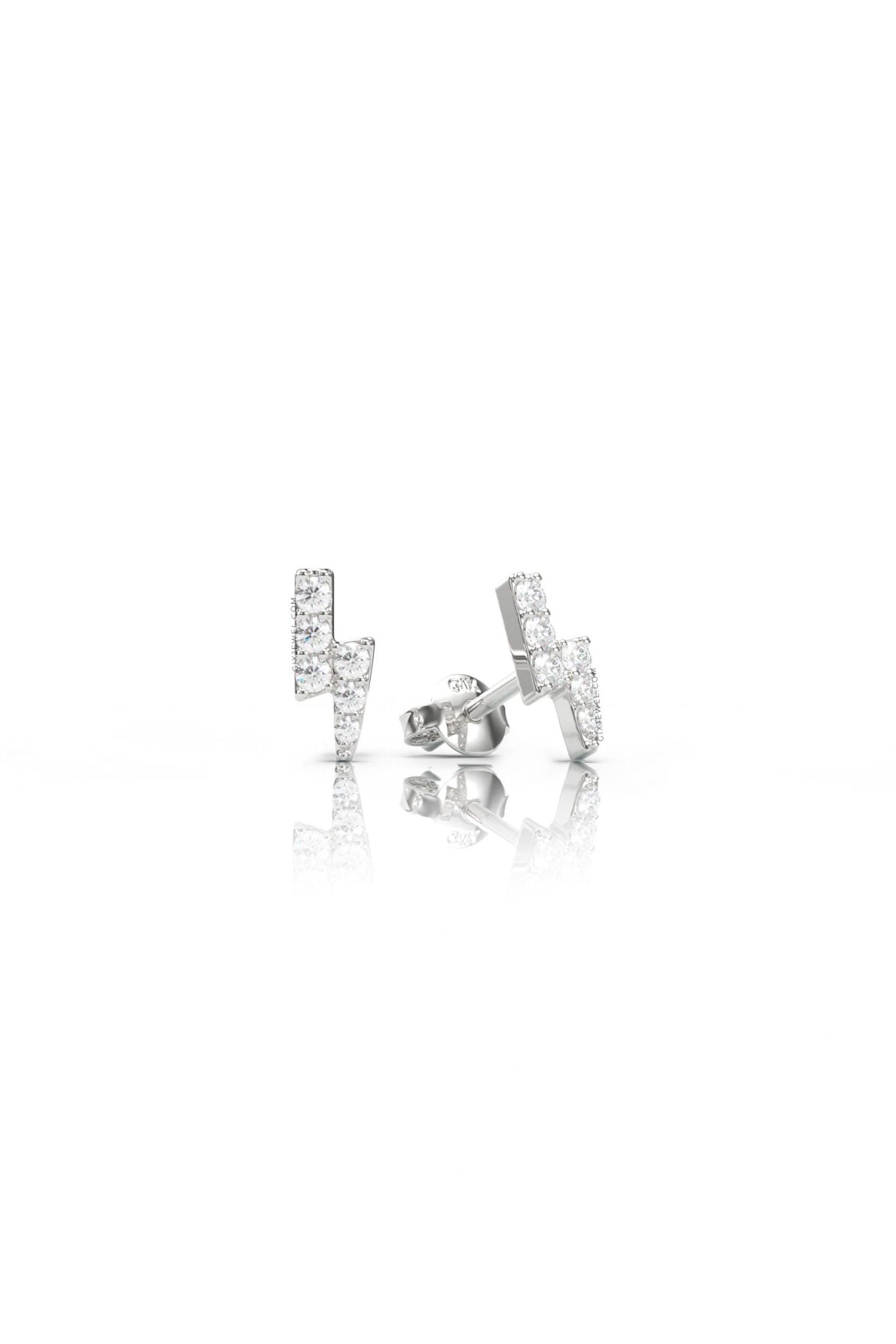  Bông tai kim cương tấm bạc thật Gix Jewel mạ vàng đính đá Moissanite tia sét 
