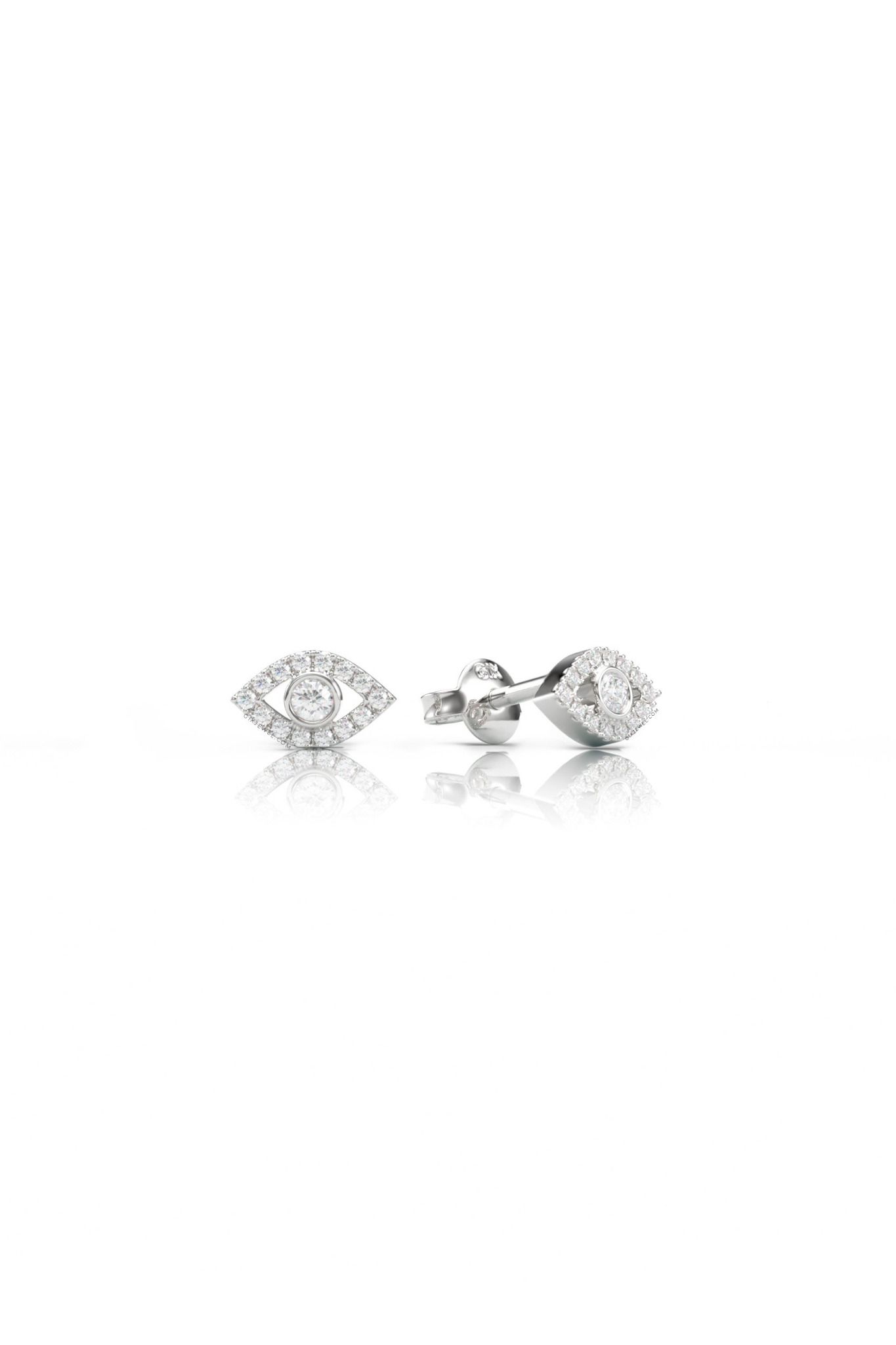 Khuyên tai nữ cá tính vàng trắng bạc ý 925 hình con mắt đính đá cao cấp Gix Jewel 