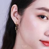  Bông tai vàng nữ 18k bạc cao cấp khoen tròn tòn ten đẹp hình con rắn Gixjewelry 