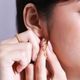  Bông tai vàng nữ 18k bạc cao cấp khoen tròn tòn ten đẹp hình con rắn Gixjewelry 