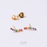  Khuyên tai vàng tây 10k bạc nữ đẹp đính đá tròn nhiều màu cá tính Gix Jewel 