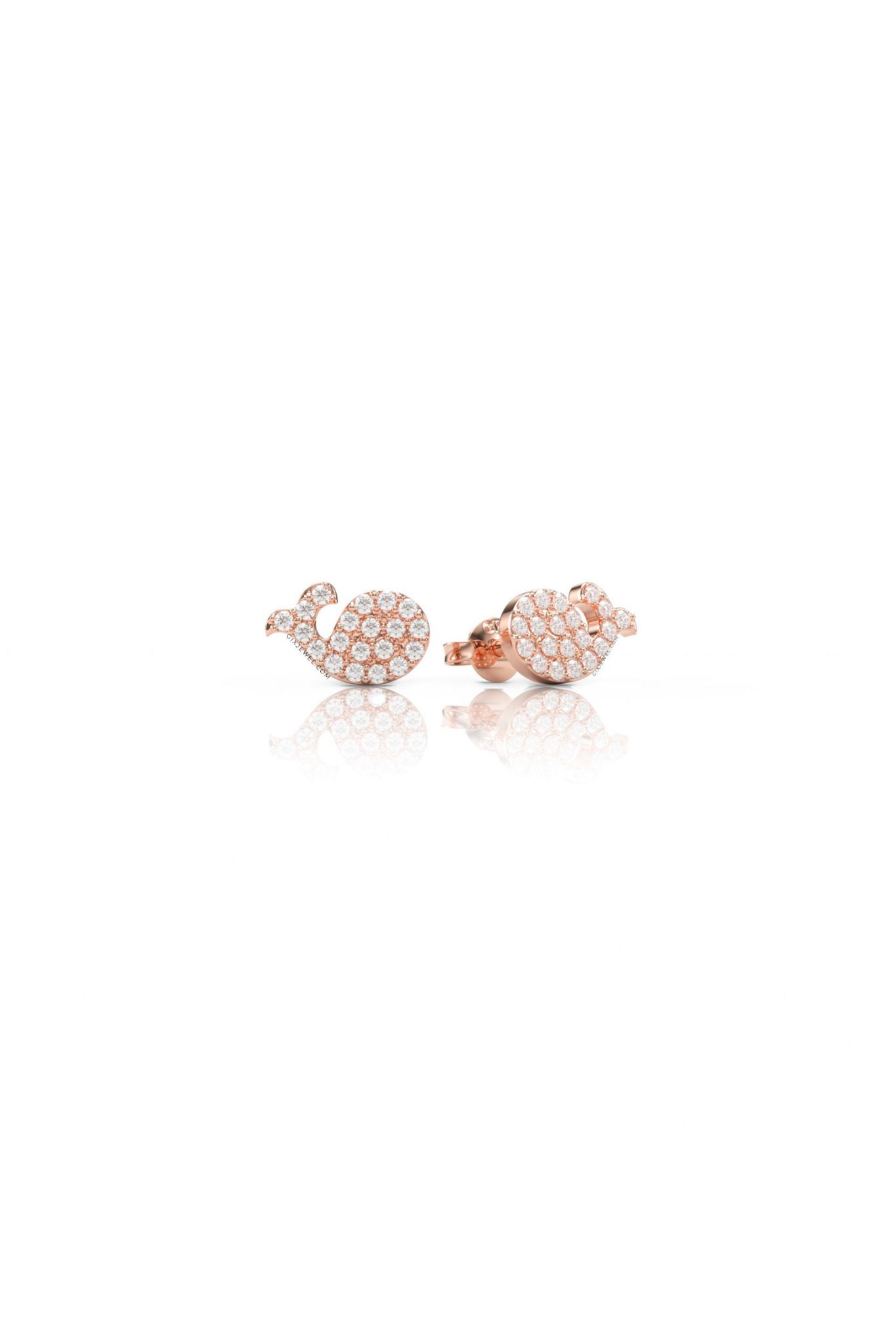  Bông tai trẻ em bạc 925 mạ vàng 18k hình cá heo cute đính đá cao cấp Gix Jewelry 