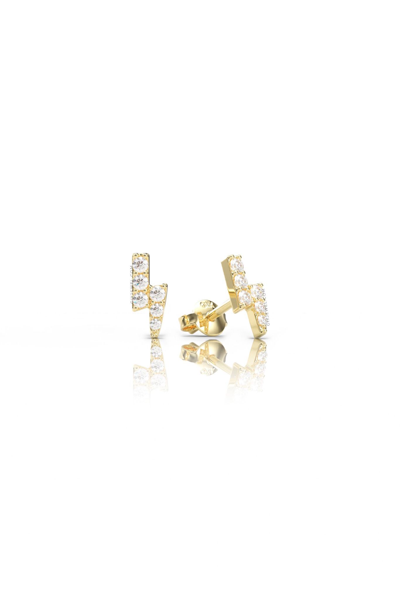  Bông tai kim cương tấm bạc thật Gix Jewel mạ vàng đính đá Moissanite tia sét 