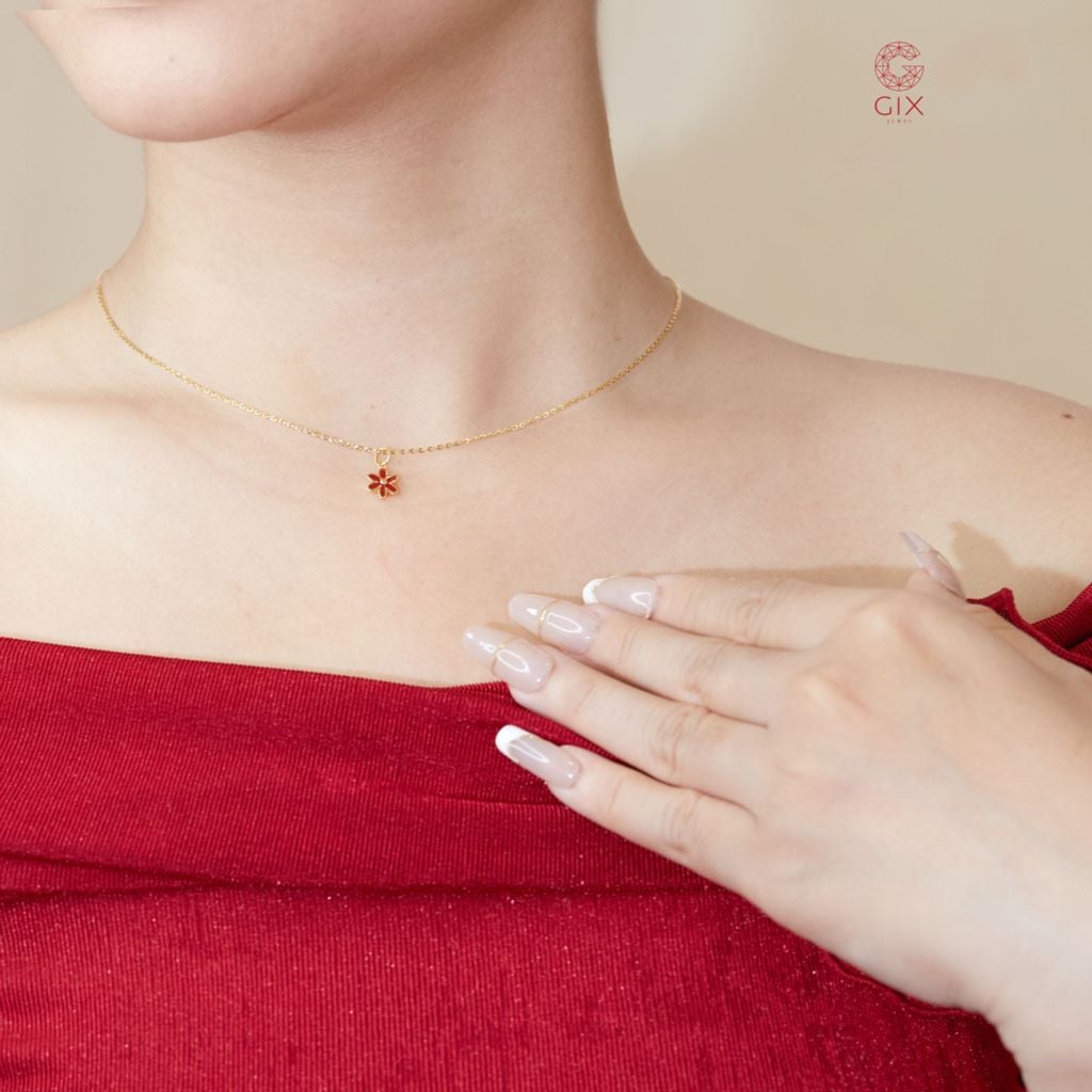  Vòng cổ vàng tây cho nữ đẹp hình hoa 5 cánh tráng màu dễ thương ôm sát cổ Gixjewel 