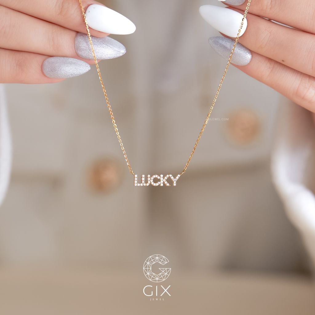 Dây chuyền tên cho nam nữ bạc s925 Gix Jewel mạ vàng 18k đính đá