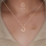  Dây chuyền vàng hồng 18k nữ sợi nhuyễn hình mặt trăng đính kim cương hợp đi tiệc Gix Jewel 