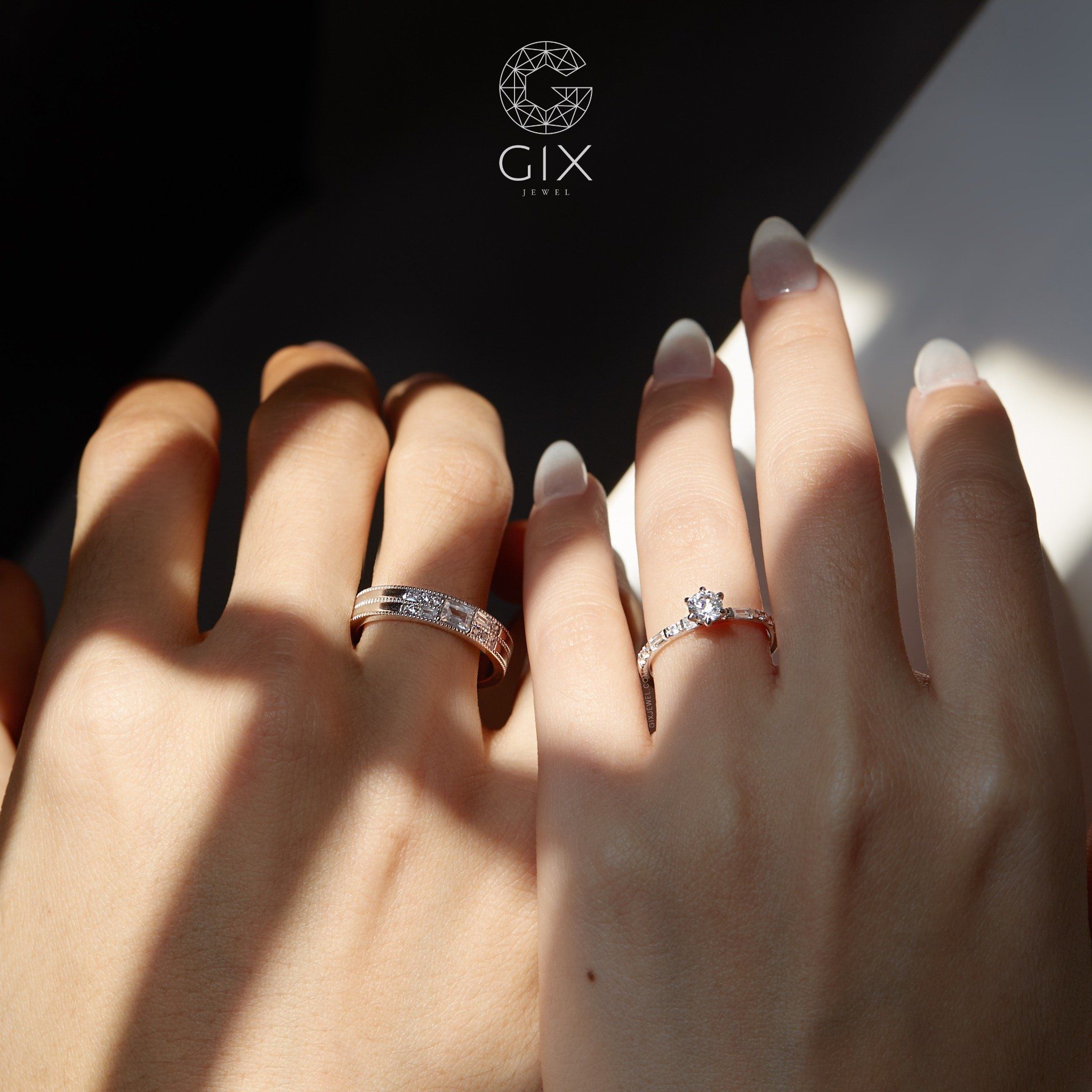  Nhẫn Cưới Vàng 18K Kim Cương Cao Cấp Kiểu Mới Gix Jewel - GCR25050123 