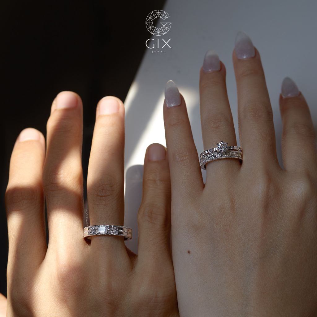 Nhẫn Cưới Vàng 14K Đính Kim Cương Cao Cấp Gix Jewel - GCR25050123