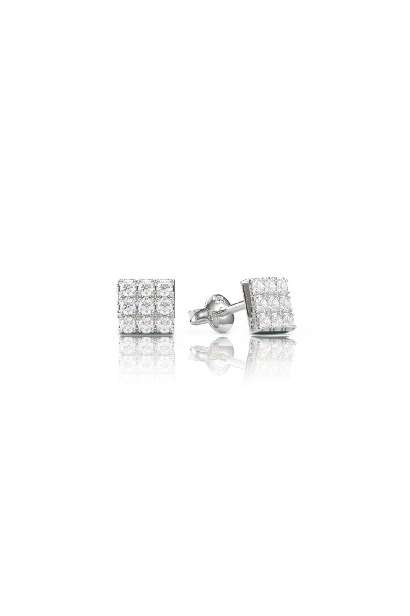  Hoa tai vàng tây cho trẻ em bạc ý hình vuông đính đá đẹp cao cấp Gixjewel 