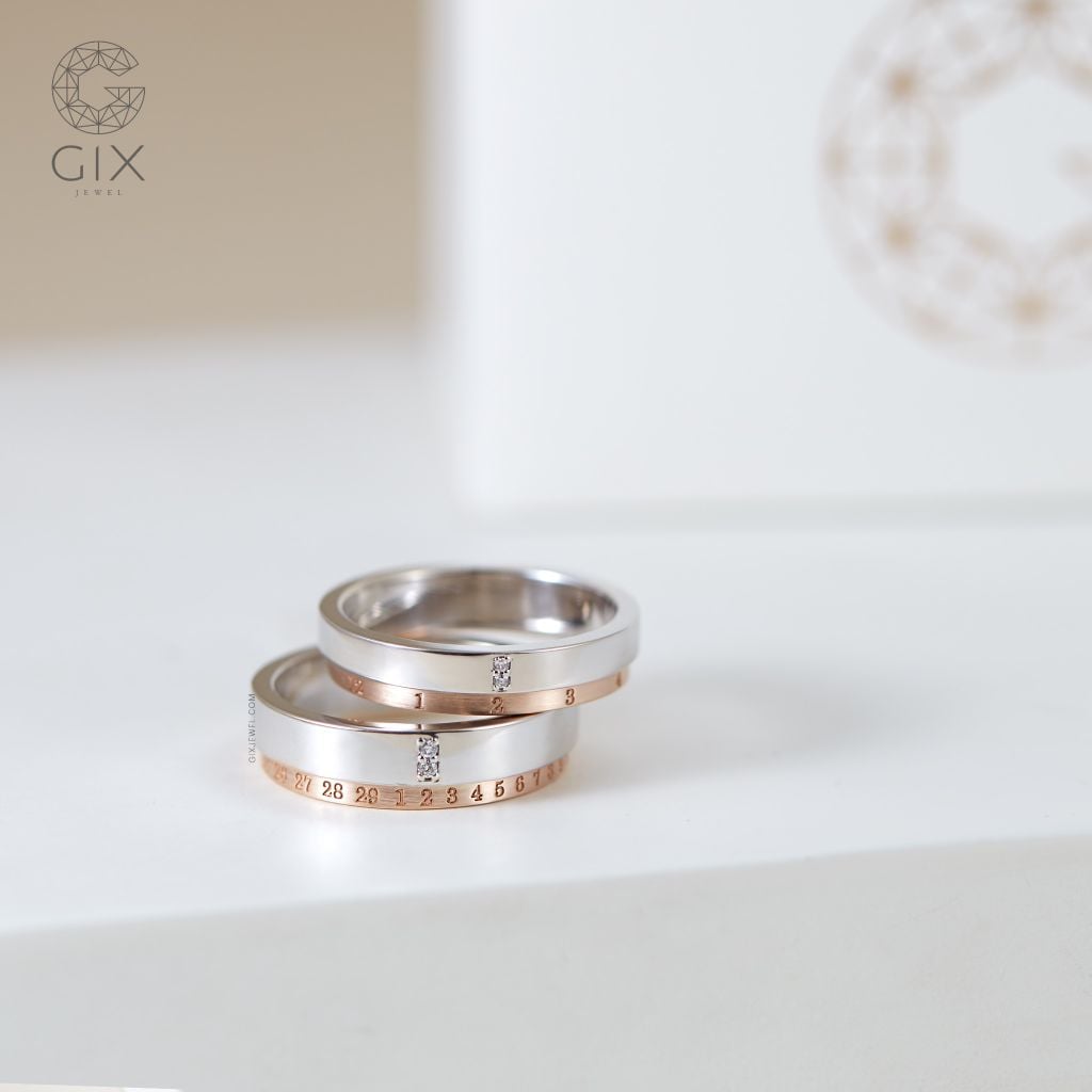 Nhẫn Cưới Hai Màu Thiết Kế Đẹp Vàng 18K Khắc Tên Lên Nhẫn Theo Yêu Cầu