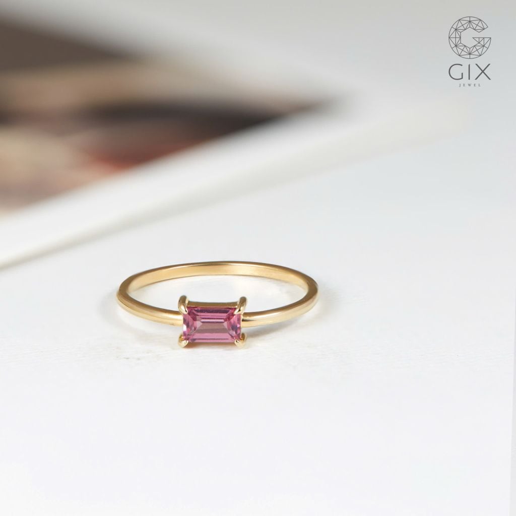  Nhẫn mặt đá đỏ nữ bạc 925 đẹp Gix Jewel mạ vàng hồng 