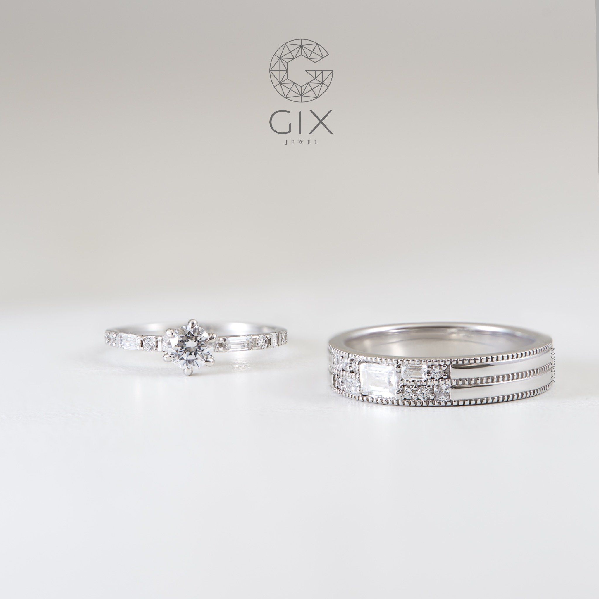 Nhẫn Cưới Vàng 18K Kim Cương Cao Cấp Kiểu Mới Gix Jewel - GCR25050123 