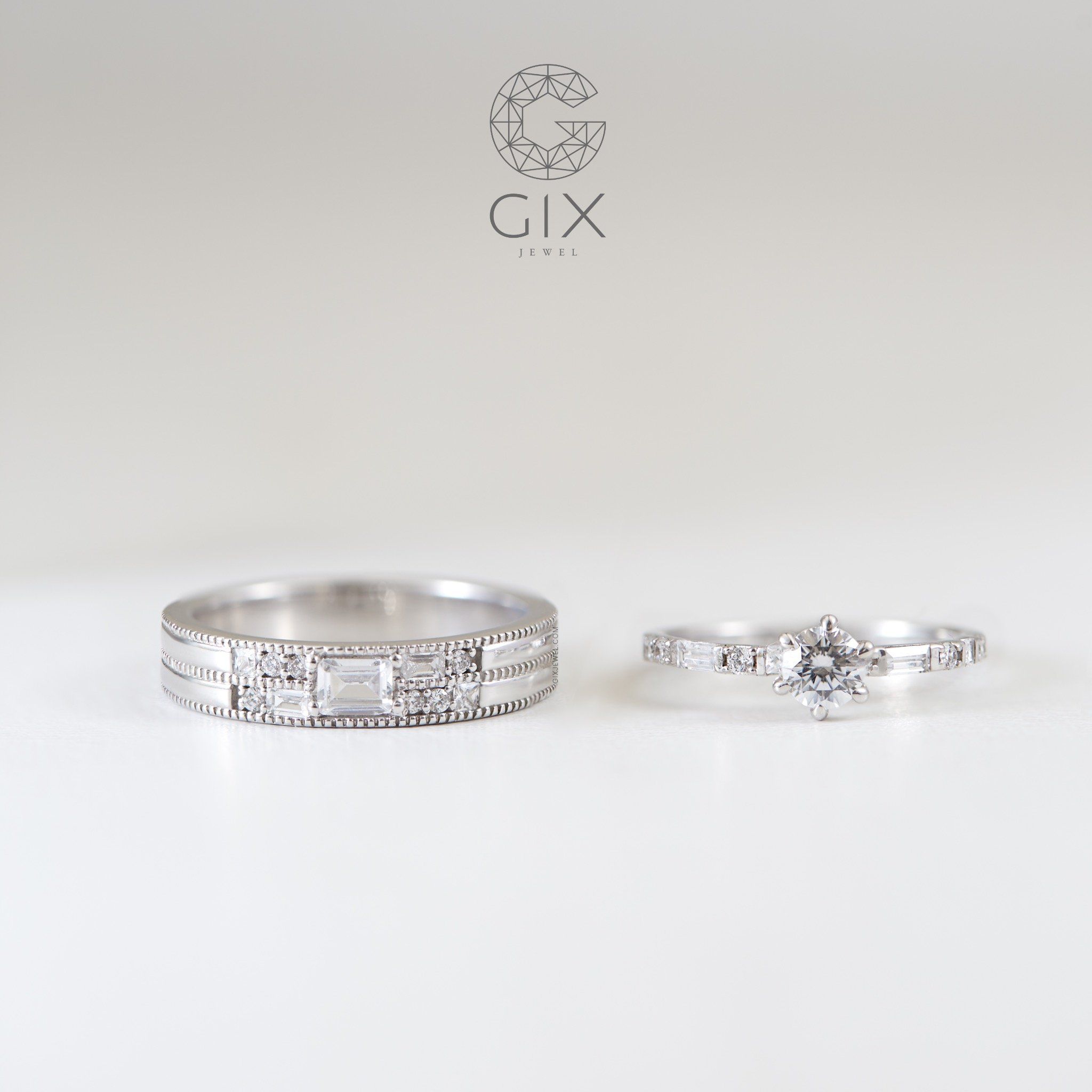  Nhẫn Cưới Vàng 18K Kim Cương Cao Cấp Kiểu Mới Gix Jewel - GCR25050123 