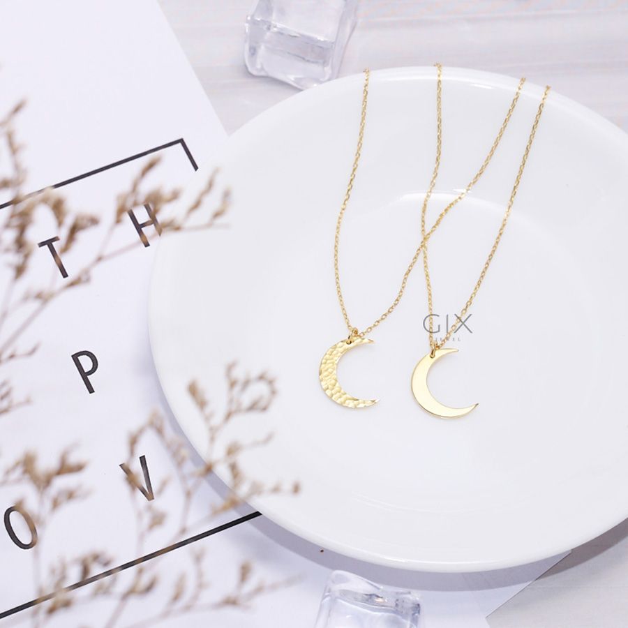Dây chuyền bạc mạ vàng mặt trăng hammer nhám cá tính Gix Jewel