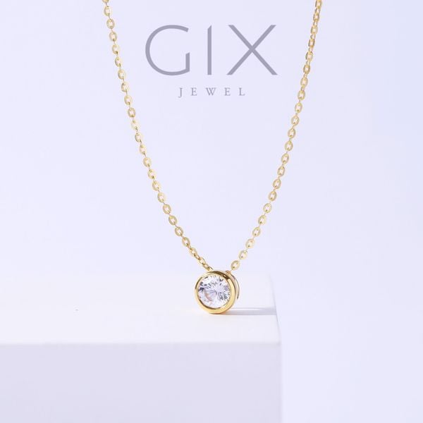  Dây chuyền bạc mạ vàng chấu bao đính 1 viên đá Cz Gix Jewel DC18 