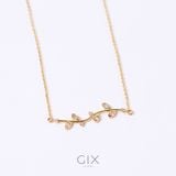  Vòng cổ cô dâu cưới hình lá cây vàng 18k sợi nhỏ mảnh đẹp đính đá GixJewelry 