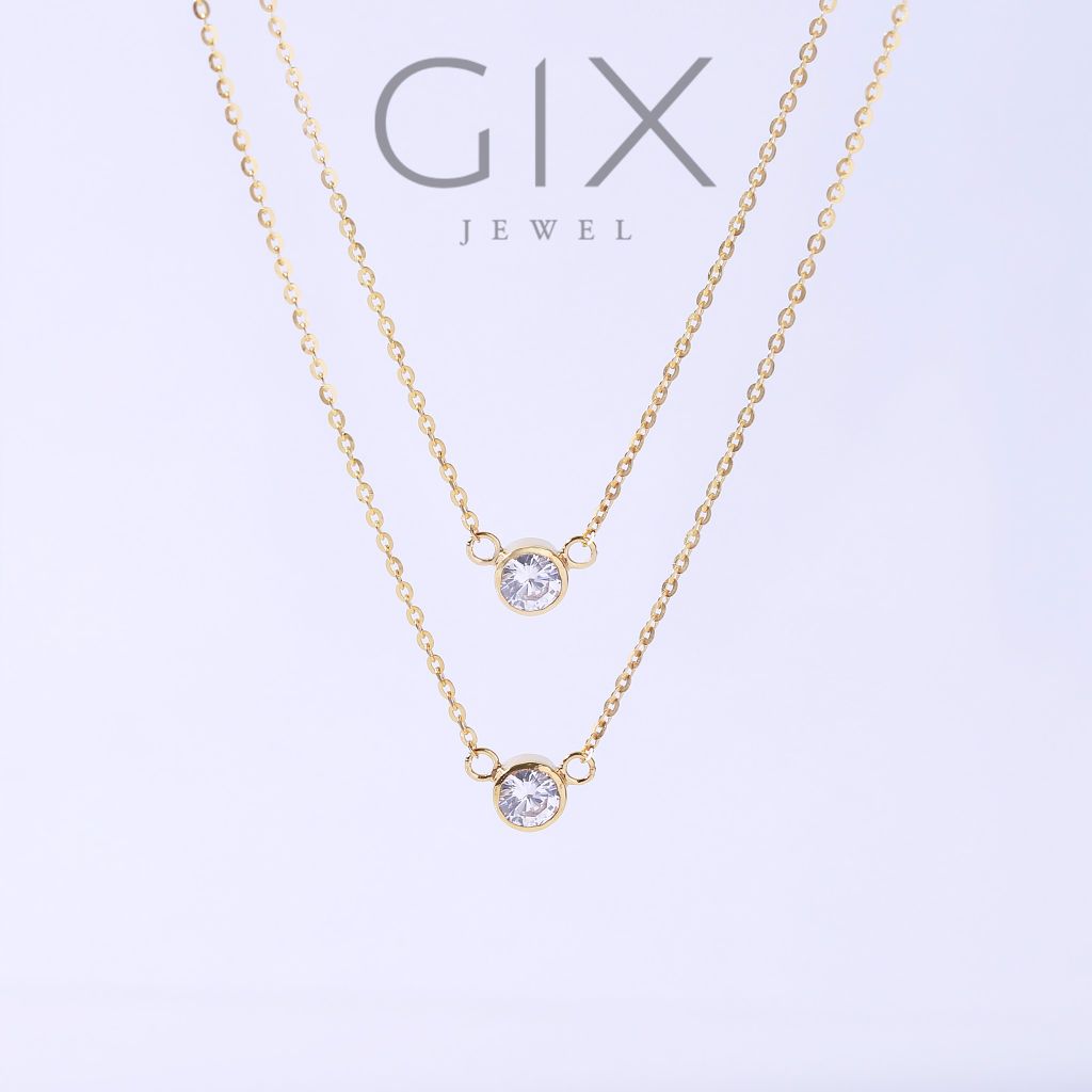  Dây chuyền vàng tây nữ 18k sợi nhỏ nhiều tầng layer đính đá cao cấp Gix Jewel 