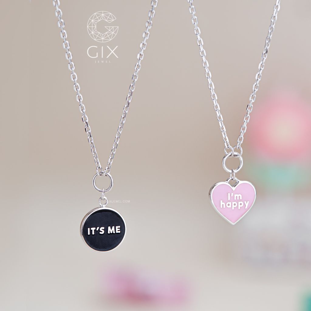  Dây chuyền trẻ em vàng 18k bạc 925 hình trái tim khắc tên riêng cho bé Gix Jewel 