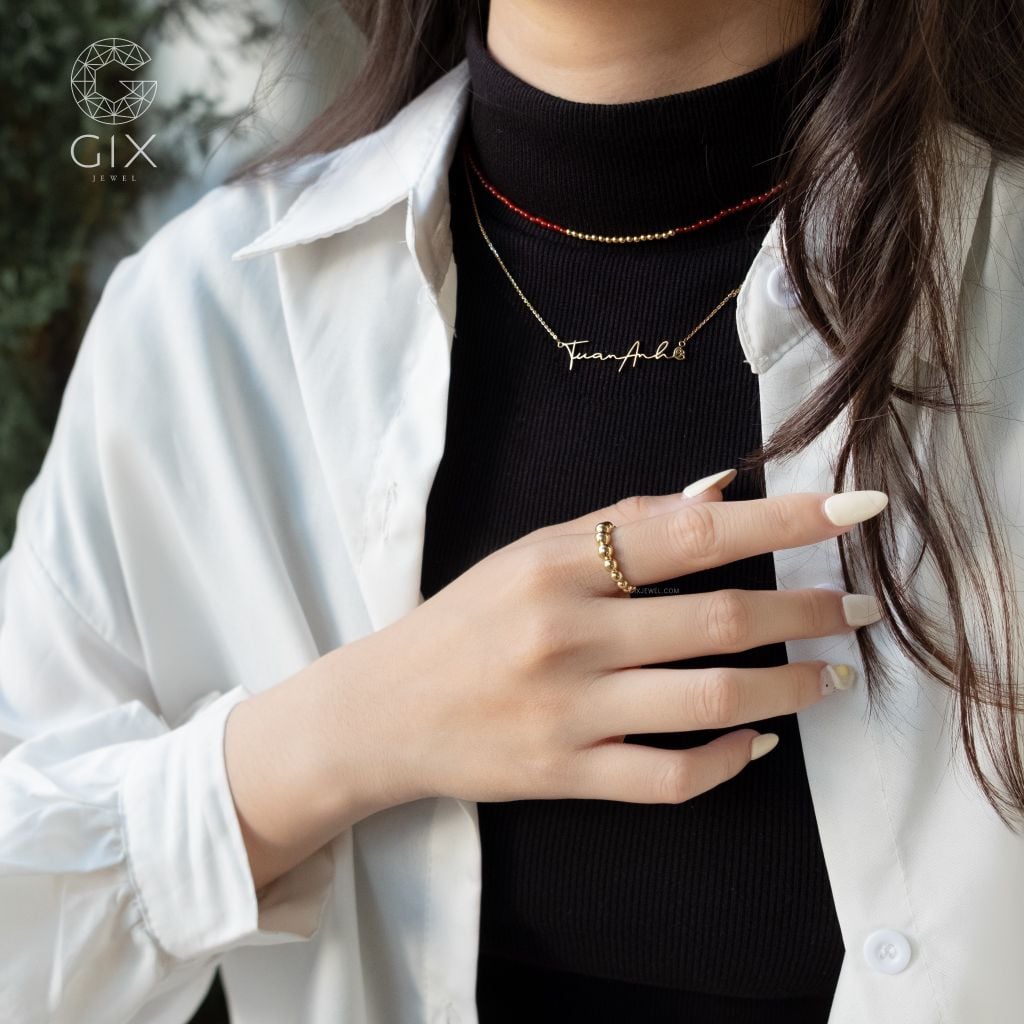 Mặt Dây Chuyền Tên Vàng 18K Bạc 925 Cho Nam Nữ Gix Jewel Đính Kèm Hoa