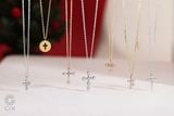  Vòng cổ chữ thập vàng 18k s925 sợi mỏng kiểu mới đính kim cương đẹp Gix 