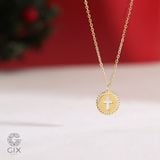  Dây chuyền thánh giá vàng hồng 18k sợi bạc mảnh dáng dài đính đá cao cấp Gix Jewel 