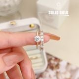  Nhẫn đính hôn kim cương vàng 18k nữ đẹp đơn giản đá Moissanite Gix Jewel 