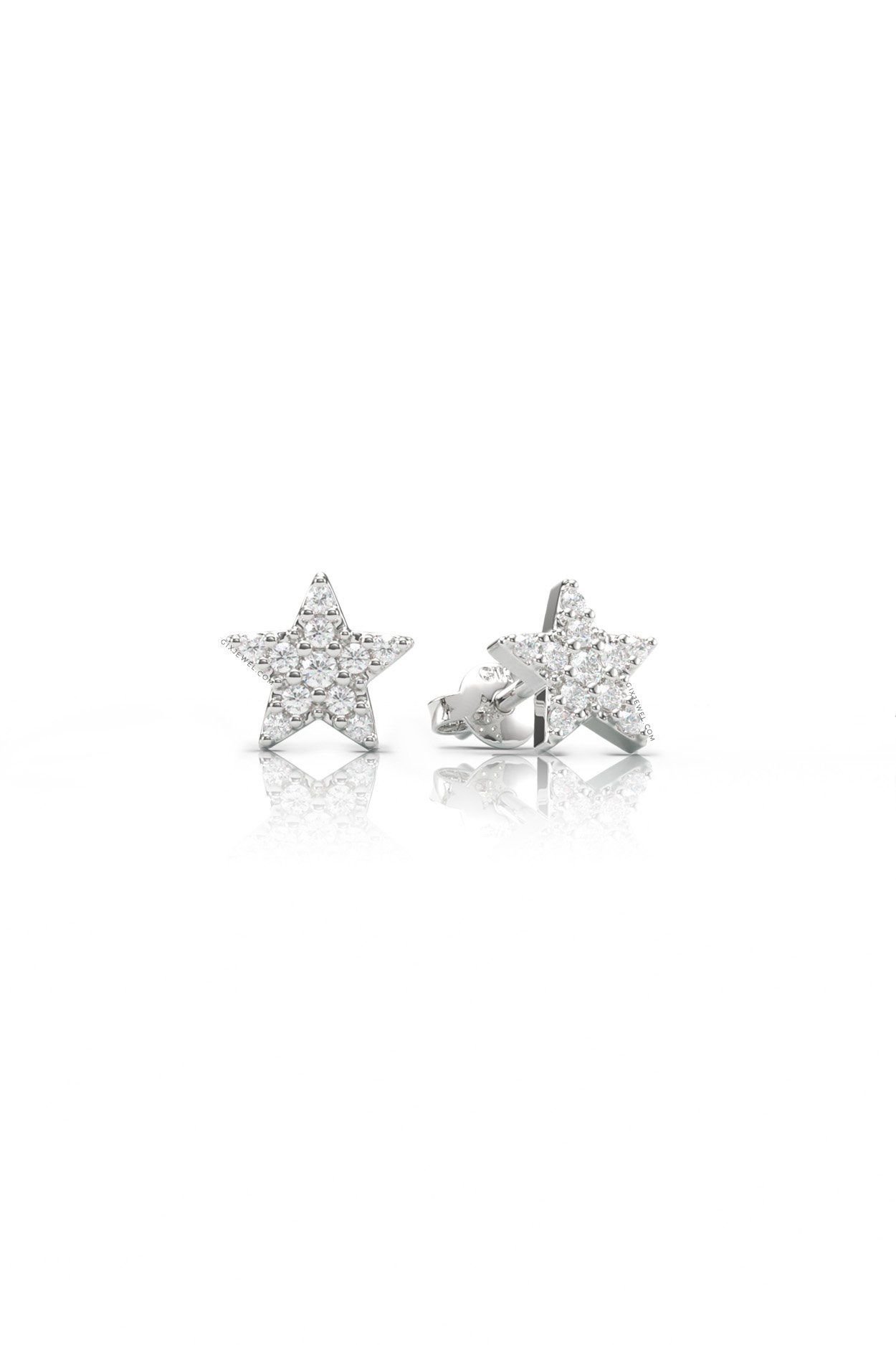  Khuyên tai vàng tây 18k bạc ý 925 đẹp hình ngôi sao đính kim cương đeo vành tai Gix 